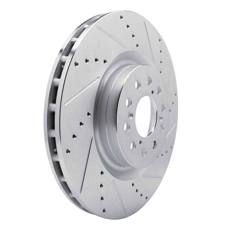 Acura Integra Brake Rotor (1) - Front Right - R1 Concepts - Drilled & Slotted - Silver - `17-`25